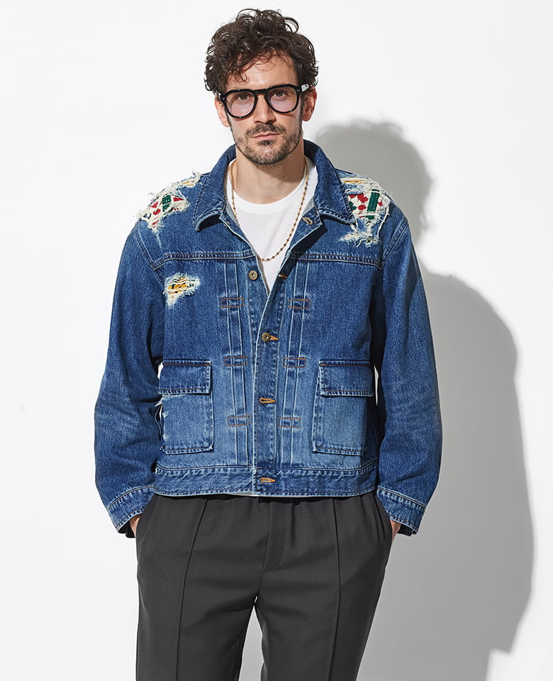 バルーンデニムブルゾン　yori 美品】お値下げ yori ヨリ バルーンデニムブルゾン インディゴ 36