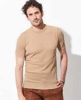 クルーネックショートスリーブセーター