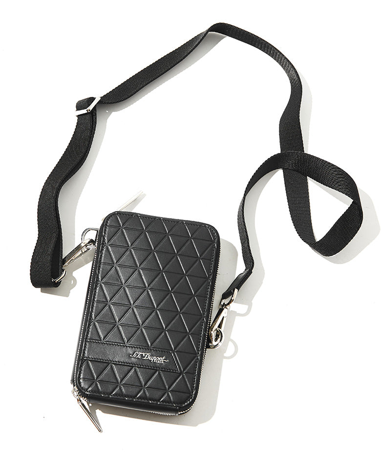 S.T. Dupont メタルケース レザー付き Apex Zipper Card Holder Black