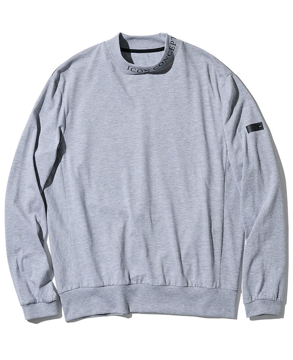 コットンコンビモックネックロングスリーブTシャツ