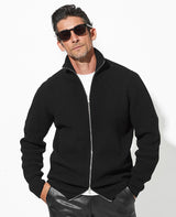 ジップアップ スタンドカラー ニット