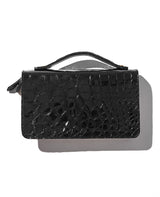 クロコダイルレザー ダブルファスナー ミニセカンドバッグ