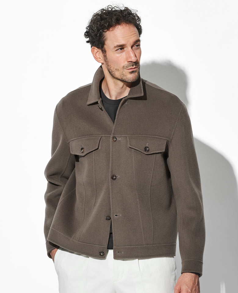 ウール/カシミヤ ダブルフェイスビーバー トラッカージャケット