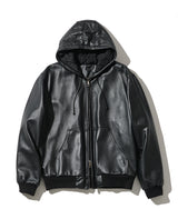 フーデッドレザーブルゾン