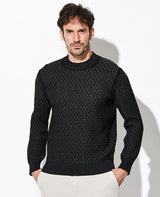 ジグザグ柄モックネックニット