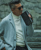 クロコダイルレザー ダブルファスナー ミニセカンドバッグ