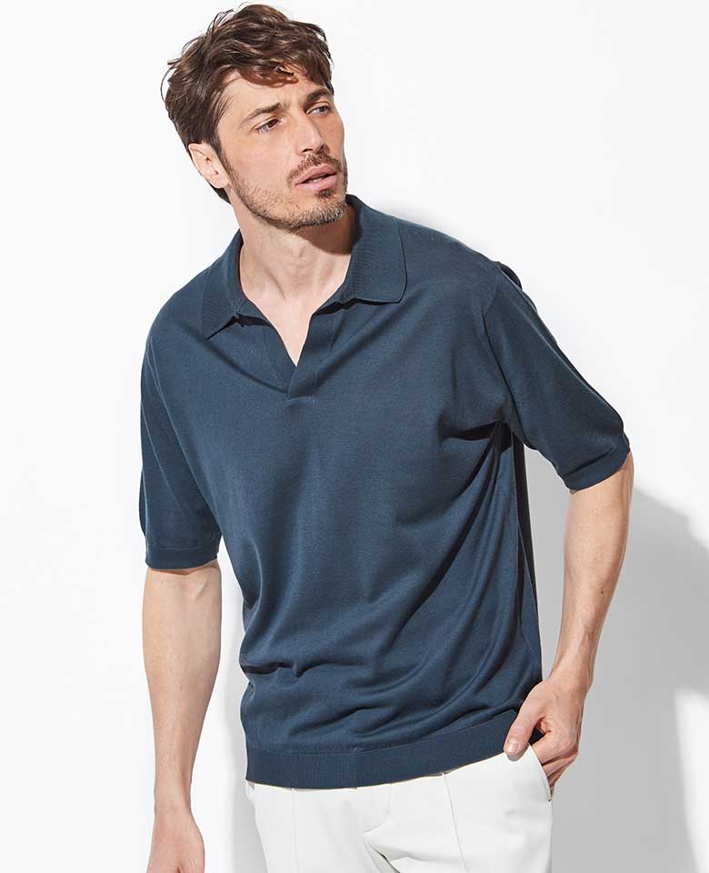 JOHN SMEDLEY ジョンスメドレー 30Gスキッパーポロシャツ ブラック-