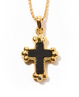 K18YGオニキスクロスペンダント