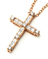 クロスペンダントトップ(K18PG ダイヤモンド0.56ct )