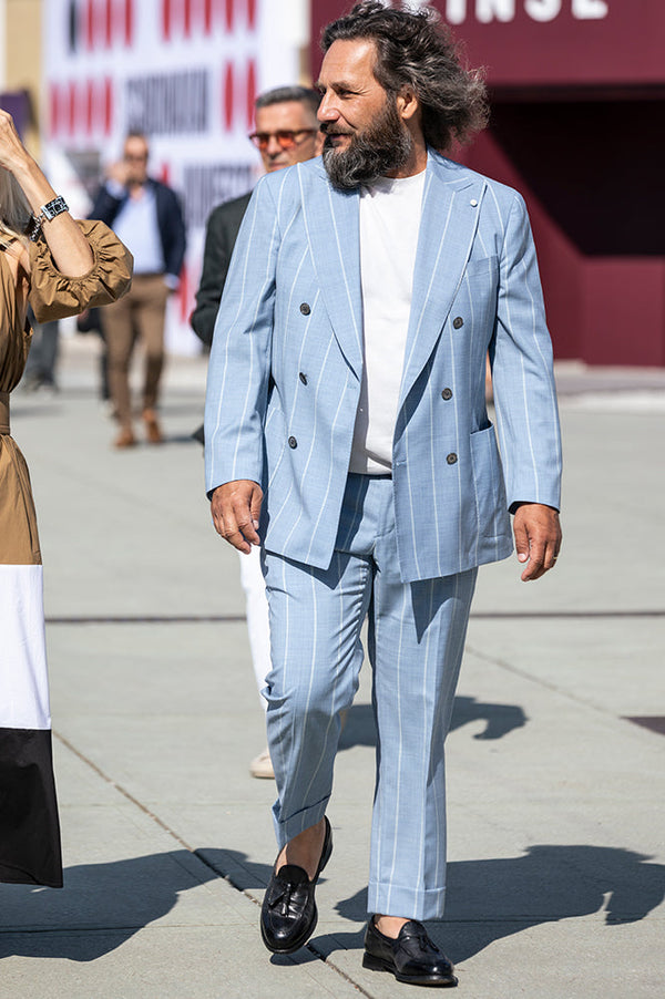 空色セットアップで爽やかに魅せる