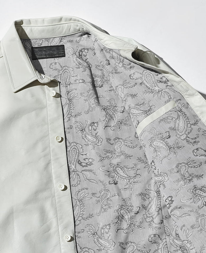 定価6.7万 ACANTHUS ブラウンレザーシャツ シワ加工 ラムレザー レザーシャツジャケット – 買えるLEON