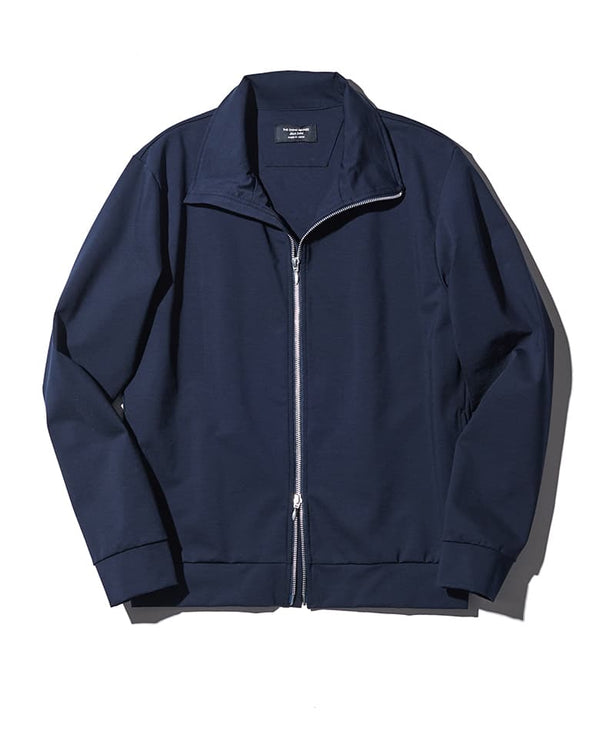 Compressed cotton jersey double zip jacket