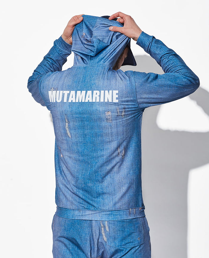 【大人気★】MUTA MARINE デニム風総柄ラッシュパーカー デニム風総柄ラッシュパーカー – 買えるLEON