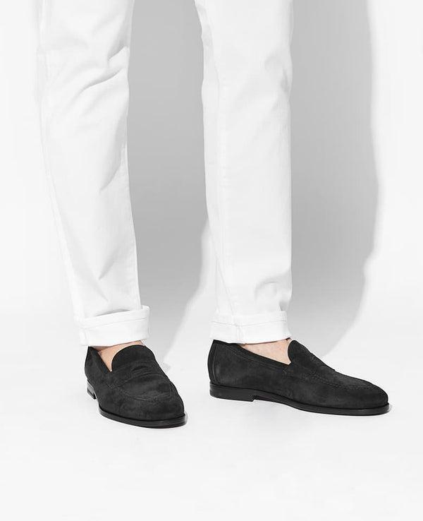 Suede calf leather loafers "PATTE"