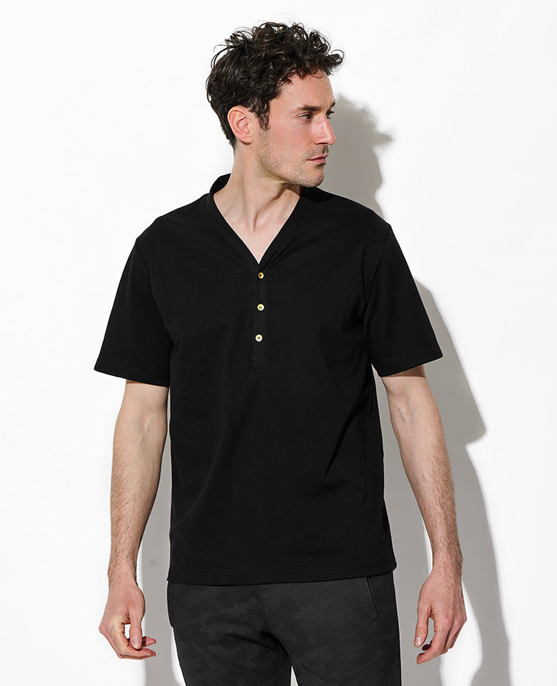 LEON別注 VネックヘンリーショートスリーブTシャツ