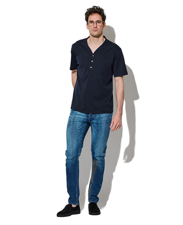 LEON別注 VネックヘンリーショートスリーブTシャツ