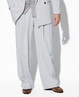 ポリエステル コットン リネン ドライツイル ワイドパンツ