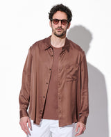 キュプラ/ポリエステル フィブリルサテン L/Sシャツ