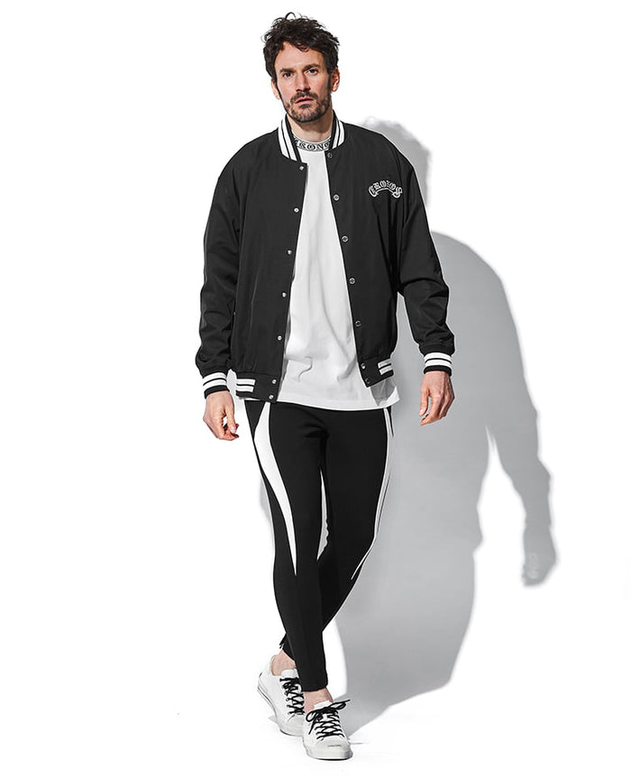 CRONOS クロノス　　スタジャン　ブラック CRONOS Arch Black Letter Stadium Jumper【BLACK】 – クロノス