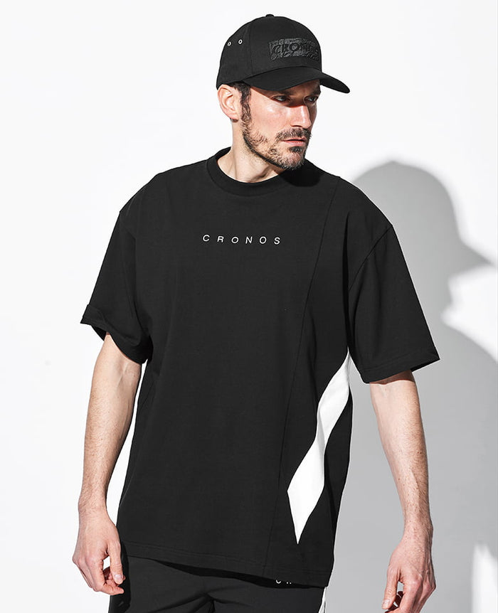Kronos Tシャツ Mサイズ　Ac Venezia クロノス CRONOS Vertical Signature Logo Regularfit T-SHIRT【BLACK×WHITE】