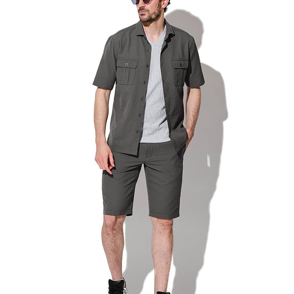 モ*ン様 カーキセットアップ 2022 Summer シアサッカーショートセットアップ（カーキ） – 買えるLEON