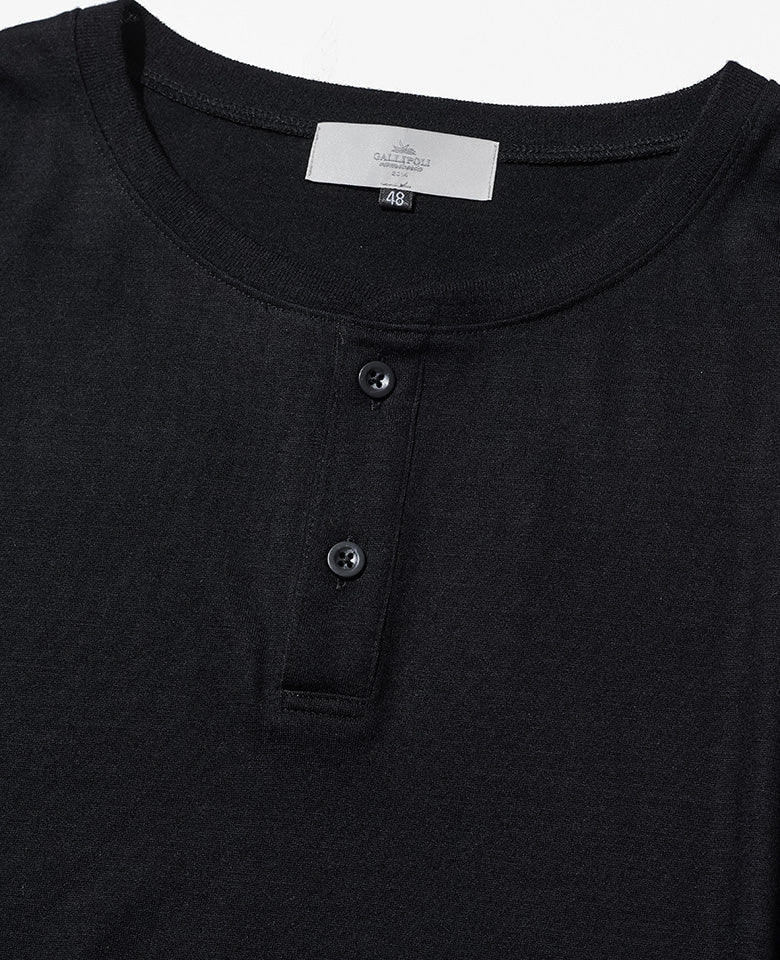 LEON別注 ウールジャージヘンリネックTシャツ
