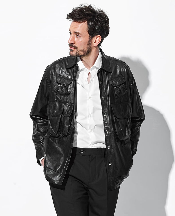 ☆極希少☆ GIORGIO BRATO タキシード イタリア製 羊革 黒 銀 L ☆極希少