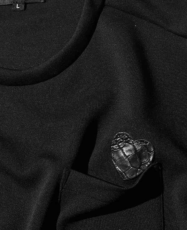 クロコハート付クルーネックロングＴシャツ