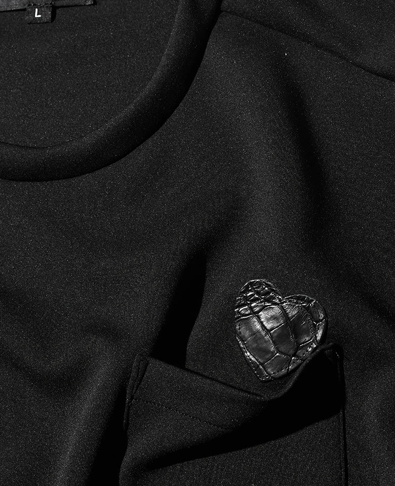 クロコハート付クルーネックロングＴシャツ