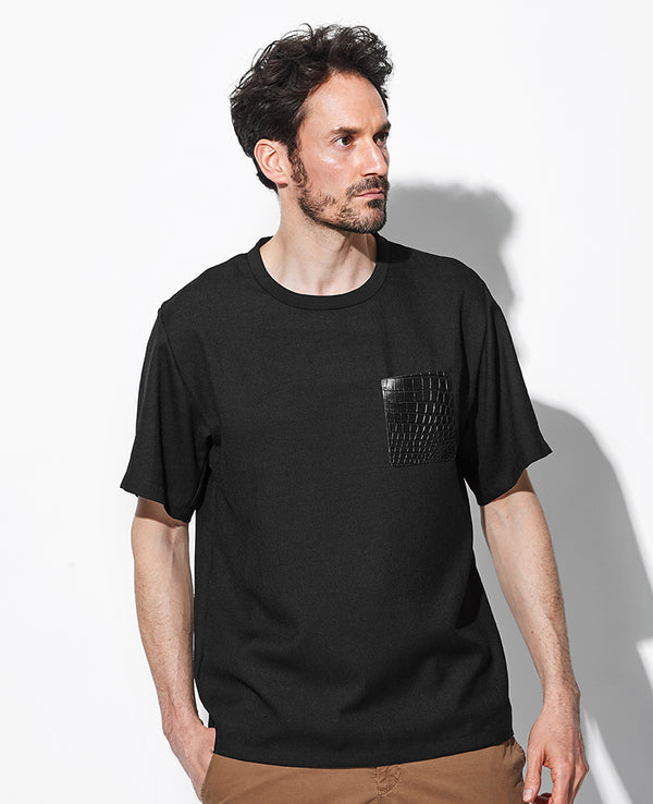 クロコポケット付クルーネックＴシャツ
