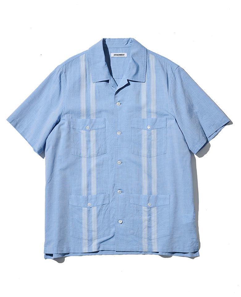 コットン/テンセル ジャカードローン キューバシャツ S/S