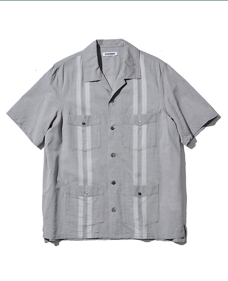 コットン/テンセル ジャカードローン キューバシャツ S/S