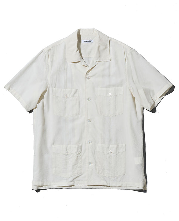 コットン/テンセル ジャカードローン キューバシャツ S/S