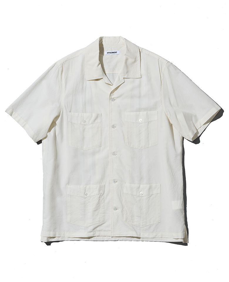 コットン/テンセル ジャカードローン キューバシャツ S/S