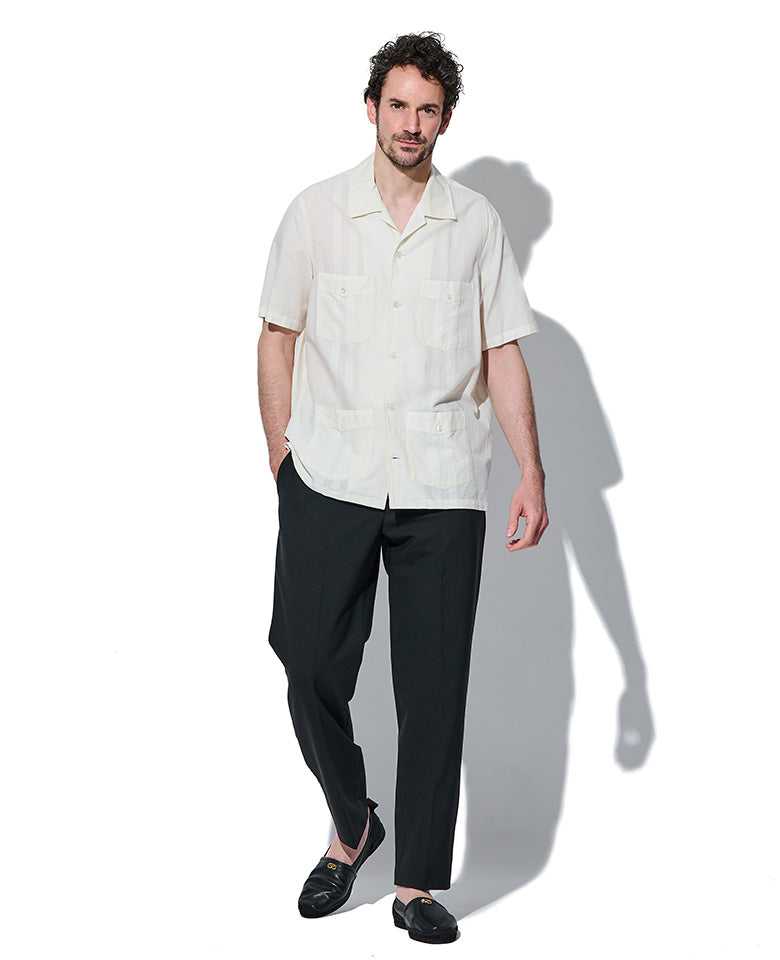 コットン/テンセル ジャカードローン キューバシャツ S/S