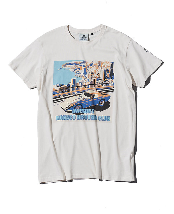 ラウンドネック プリントTシャツ