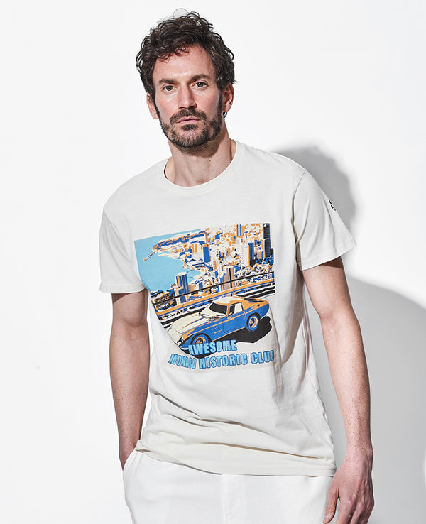 ラウンドネック プリントTシャツ