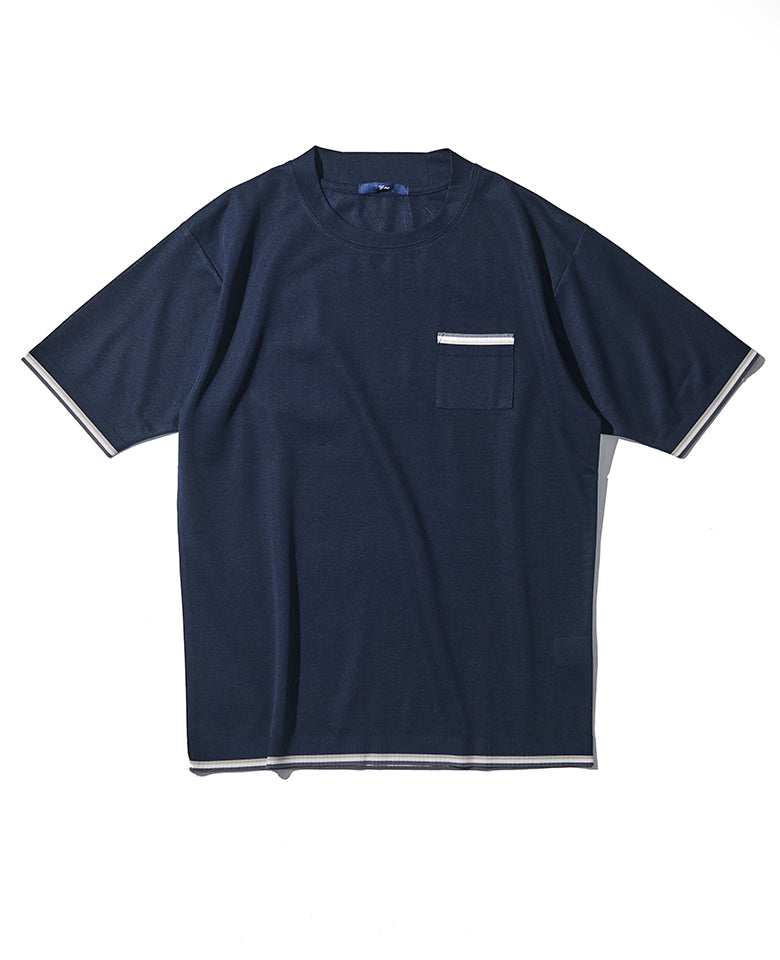 リブスタートラインクルーネック Tシャツ