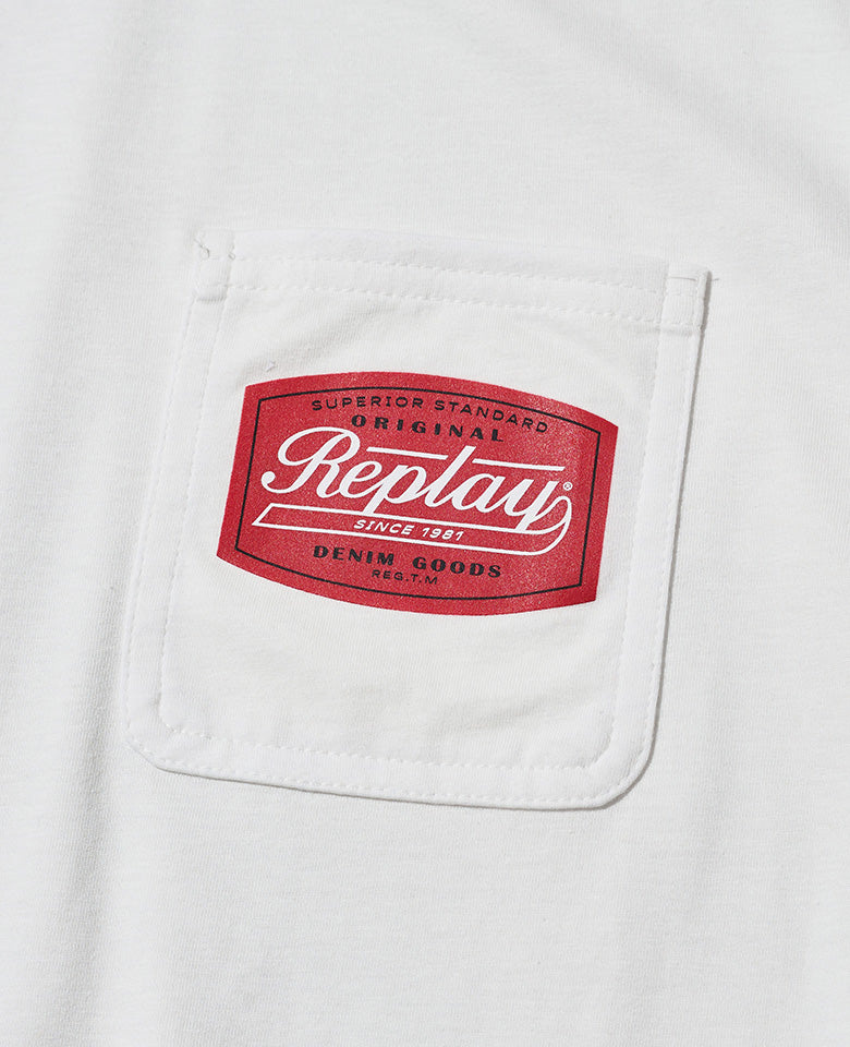 ベーシックジャージーレトロプリント ポケTシャツ