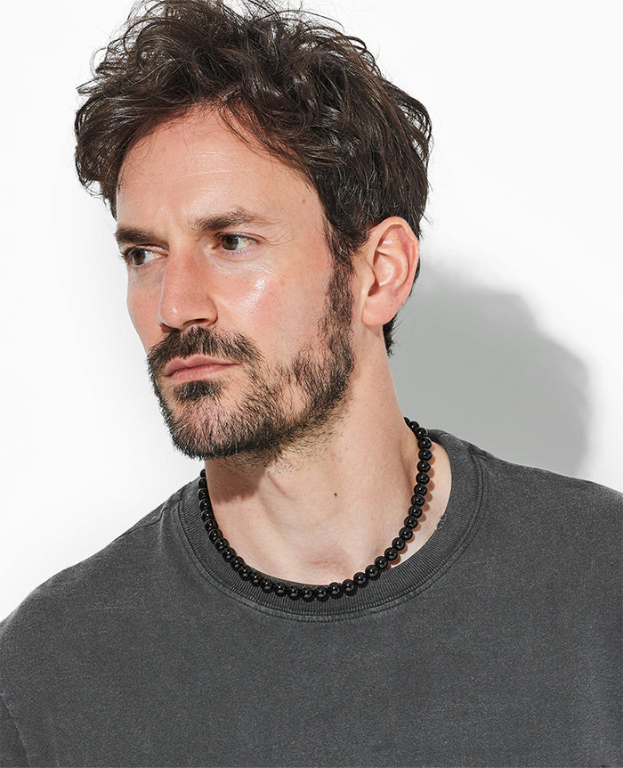 8mmブラックダイヤビーズネックレス – 買えるLEON