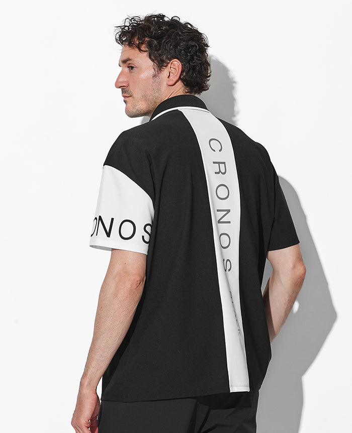 CRONOS クロノス　ポロシャツ　ゴルフ CRONOS BLACK STRIPED POLO SHIRT【BLACK×YELLOW】