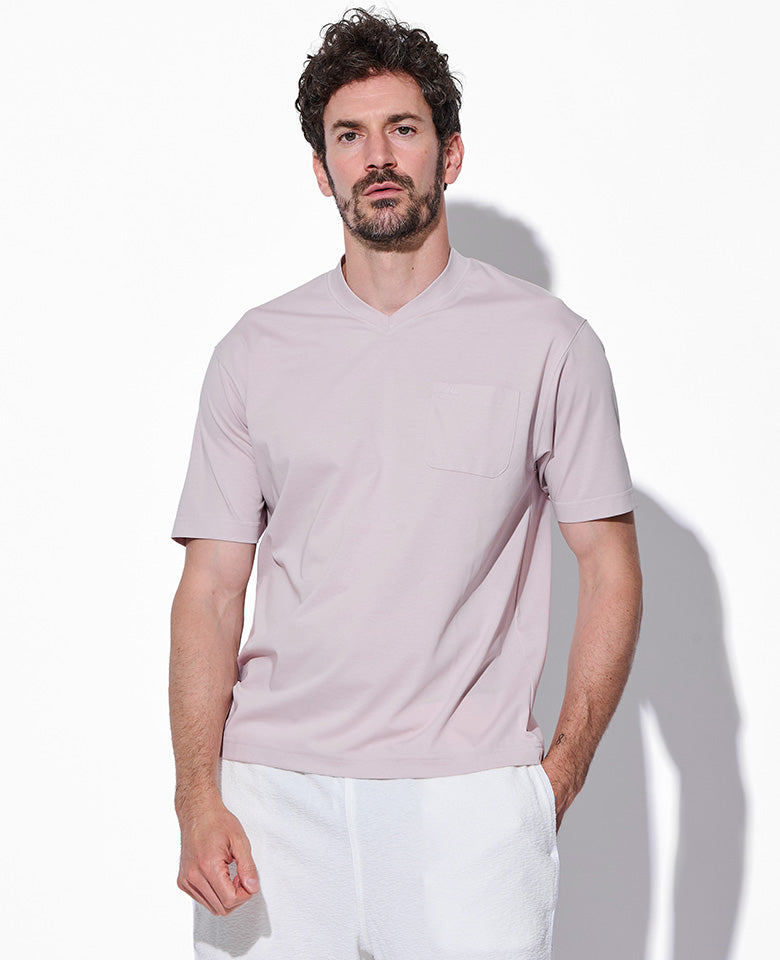 LEON別注 プレーティングシングルジャージVネックTシャツ