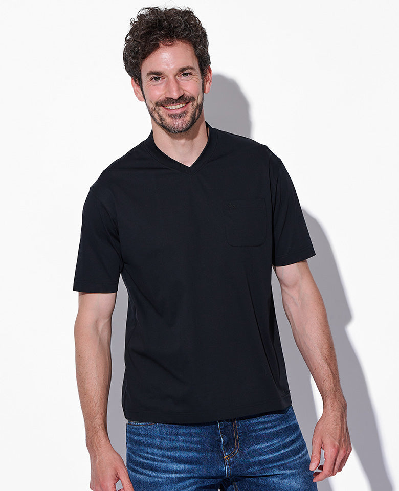 LEON別注 プレーティングシングルジャージVネックTシャツ