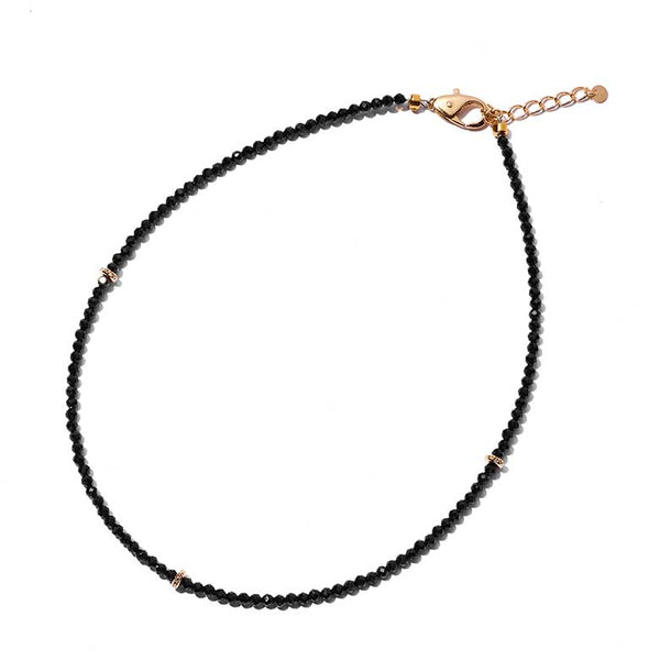4mm】ブラックスピネル＆K18グリッタービーズブレスレットA