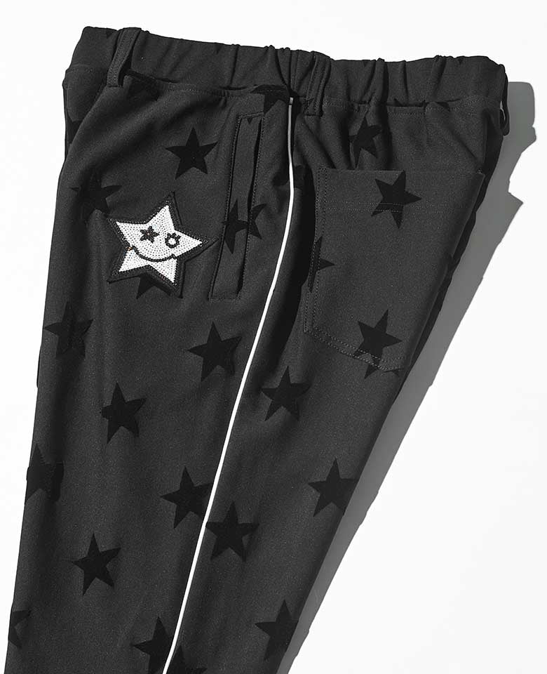 Star pattern sequin jersey pants