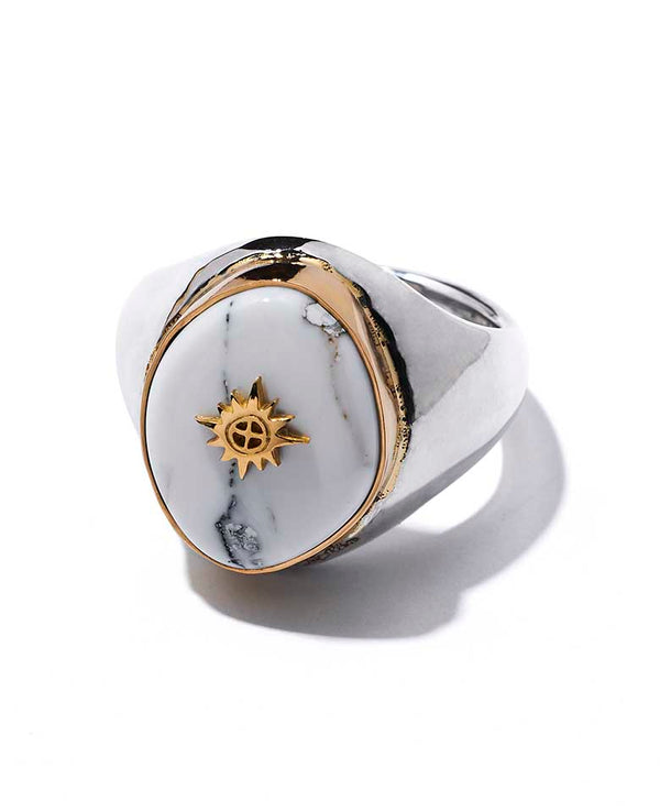 Signet ring with white buffalo