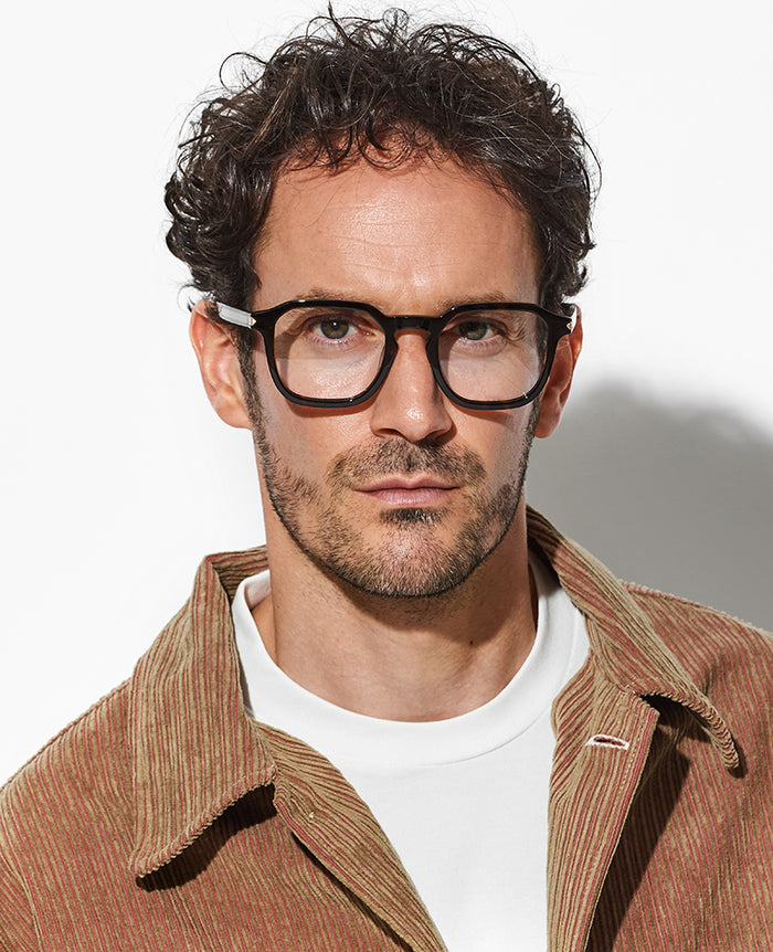 メガネピアスブラウン round glasses 丸メガネ K14gfクリップフックピアス | simon