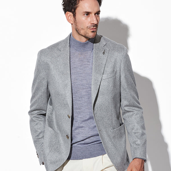 【カシミヤ混】コムデギャルソンオム ニットジャケット グレー エルボーパッチ セットアップ対応】綿混ダンボールニット ジャケット（47-25JK02-205