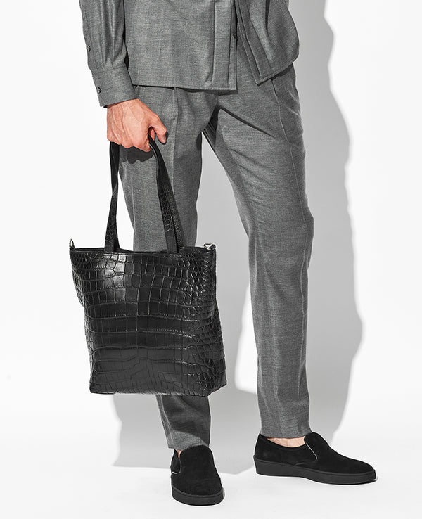 クロコダイルトートバッグ /マットブラック