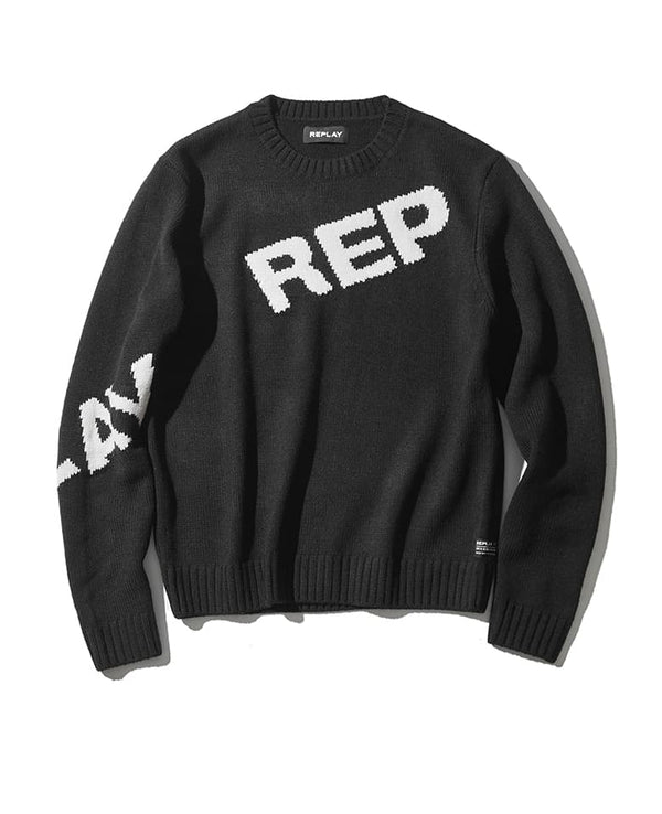 REPLAY logo jacquard sweater